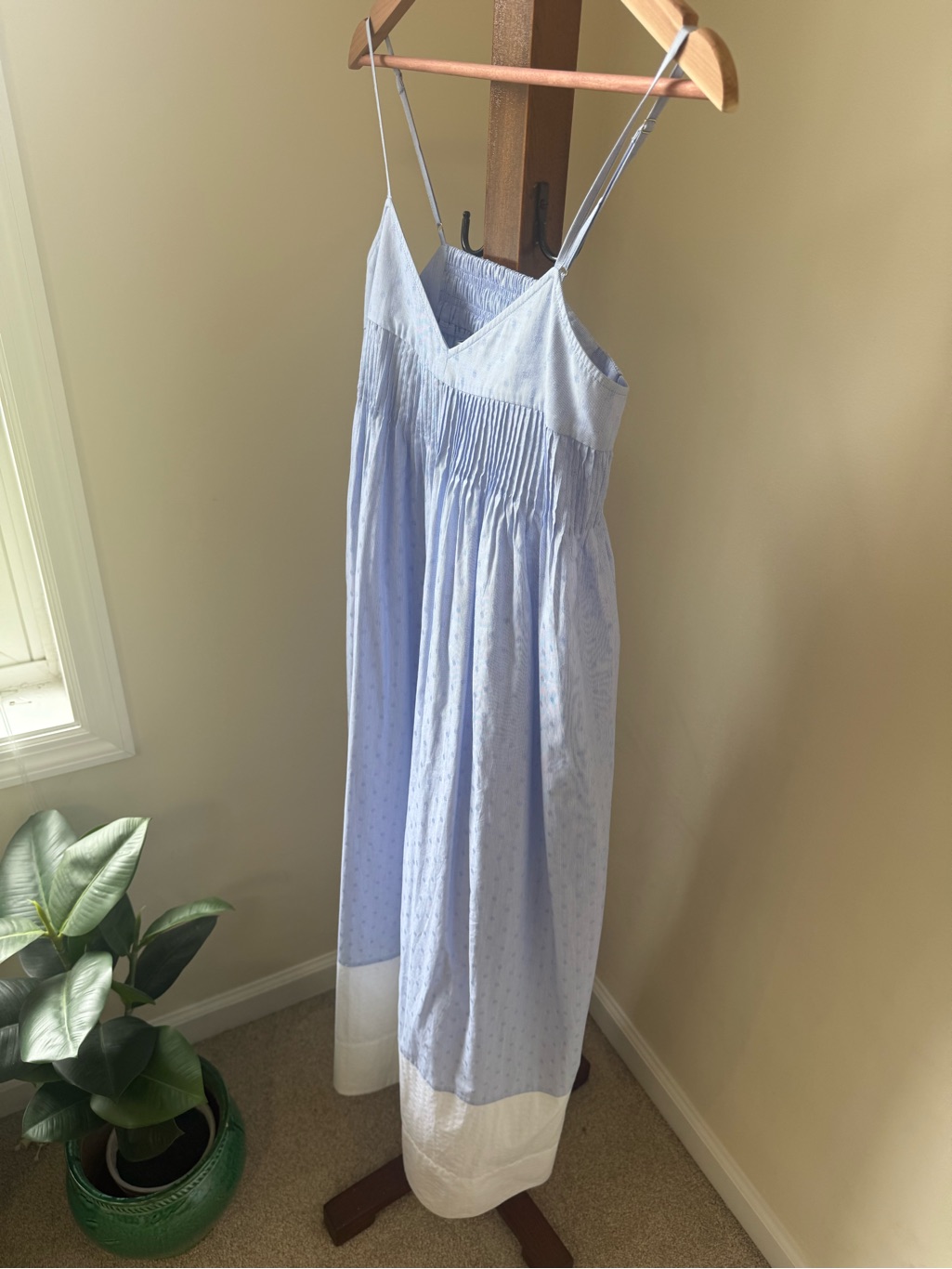 Lee Mathews Light Blue Maxi Dress With White Hem
